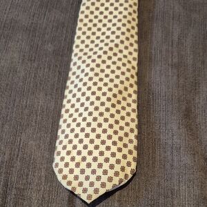 Vintage Lanvin Cream and Brown Geometric Tie